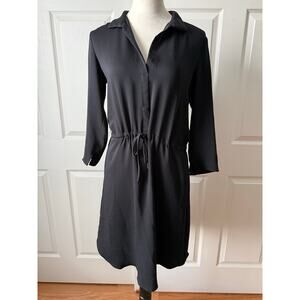 Babaton Aritzia Black Collared Shirt Midi Dress Size Small Minimalist Workwear